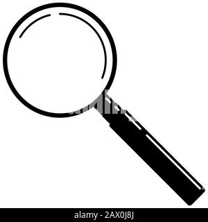 Black metal magnifying glass web icon isolated on white background. Stock Vector