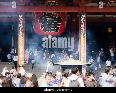 Tokyo, Japan - 10 Oct 2018: Entrance to the Sensoji Temple (Asakusa Kannon Temple), a Buddhist temple located in Tokyo's Asakusa temple district. Stock Photo