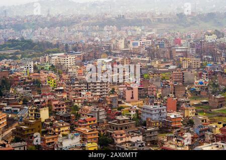 Aerial view of Kathmandu cityscape, Nepal. Stock Photo