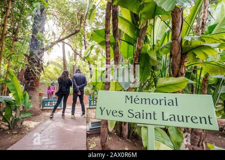 Marrakech, Morocco - January 15, 2020:Memorial of Yves Saint Laurent in Majorelle Garden Stock Photo