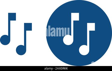 Musical notes. Symbol of sound and melody. Two options. Vector blue icons. Stock Vector