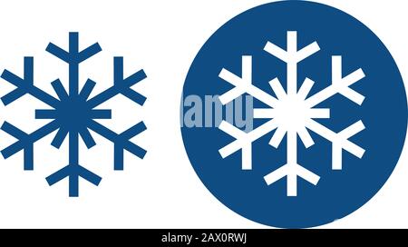 Cold snowflake. Symbol of winter and frost. Two options. Vector blue icons. Stock Vector