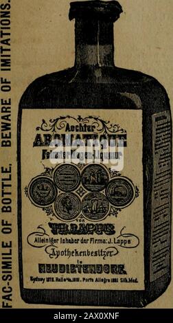 Langley's San Francisco directory for the year commencing .. . 105 Front Street, San Francisco.. SOLE AOBNTS FOR Pommery Sec.Gilka Kummel.Genuine Aromatique.Dubos Freres, Bordeaux.Morgan Bros. Sherries and Port Wines.Re-Imported Whiskies. G-ENUINE AROMATIQUE. Finest Stomach Cordial. Prepared by Theo: Lappe, Neudietendorf, Germany. The AROMATIQUE 1b a preparation, made of the finestherbs and drugs, for more than half a century favor-ably known and accepted by the Public and the MedicalProfession throughout Germany and other continentalcountries, as well as in the United States and the BritishCo Stock Photo