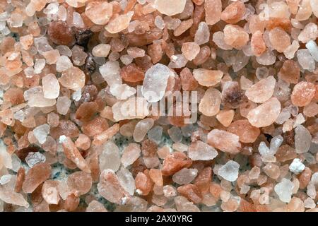 Himalayan Pink rock Salt Background, selective focus close-up Stock Photo