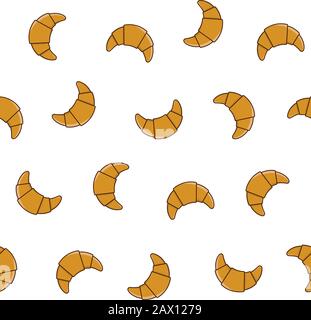 Croissant seamless background pattern vector illustration. French pastry wallpaper. Stock Vector