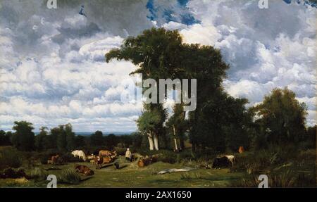 Landscape with Cattle at Limousin, 1837. Stock Photo