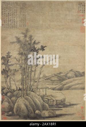 元 倪瓚 秋林野興圖 軸, Enjoying the Wilderness in an Autumn