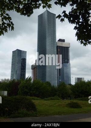 Deansgate Square Tower Blocks construction, Deansgate, Manchester, England, UK. Stock Photo