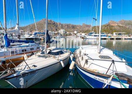 Port de Polena, port, northwest of, Mallorca, Spain, Stock Photo