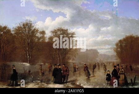 Skating on the Wissahickon, 1875. Stock Photo