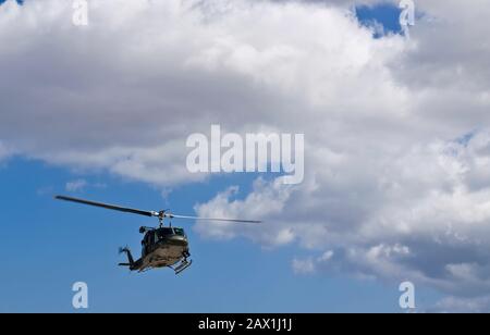 MALTA - OCTOBER 05 2008 - Military Huey UH1-N helicopter rescue Stock Photo