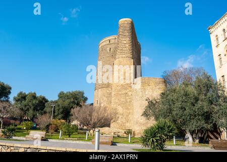 The Maiden Tower in Baku was constructed in the 12th century. Stock Photo