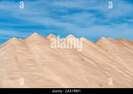 The salt works of d'es Trenc, near Campos, Mallorca, Spain, Stock Photo