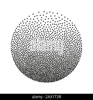 Stipple halftone gradient circle. Vector monochrome texture. Hand drawn dotted grayscale effect Stock Vector