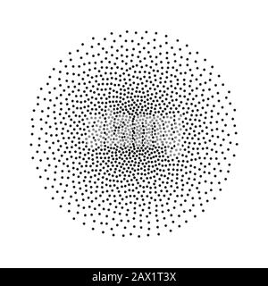 Halftone stipple circle. Vector dotted monochrome texture. Pointillism round shape Stock Vector