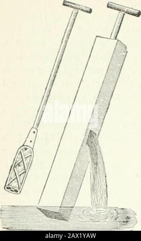 A descriptive and historical account of hydraulic and other machines for raising water, ancient and modern : with observations on various subjects connected with the mechanic arts: including the progressive development of the steam engine . the London Society of Arts. It is figured and describedin die 3Sth volume of the Societys Transactions. The facility with which wooden pumps are made and repaired, thecheapness of their material, the little a.mount of friction from pistonsworking in them, and their general durability, have always rendered themmore popular than others. Like many of our ordin Stock Photo