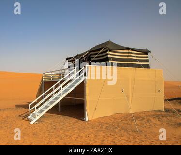 Tent house in desert, wahiba sands oman Stock Photo