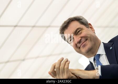 Nuremberg, Germany. 10th Feb, 2020. Markus Söder (CSU), Minister President of Bavaria, will take part in a CSU event. Söder warned the CDU of a month-long personnel debate following Kramp-Karrenbauer's renunciation of his candidacy for chancellor and CDU chairmanship. Credit: Daniel Karmann/dpa/Alamy Live News Stock Photo