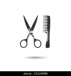 Comb and scissors icon vector illustration isolated on white background. Stock Vector