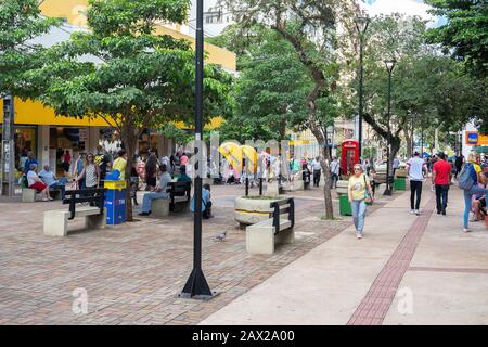 Londrina PR, Brazil - December 23, 2019: Downtown of Londrina. People shopping and walking at the Calcadao. Stock Photo