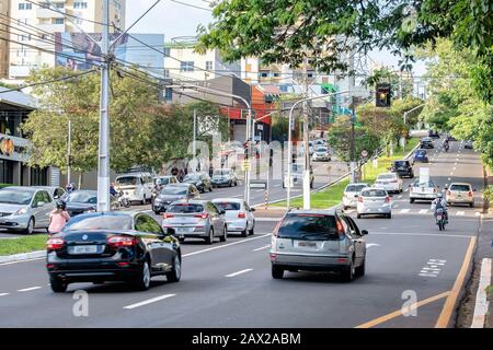Londrina PR, Brazil - December 23, 2019: View of the traffic at the Higienopolis avenue. Stock Photo