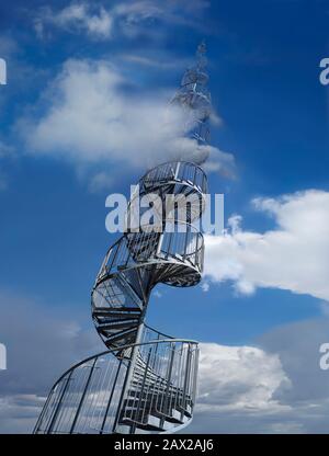 Metal spiral staircase. Jacob's ladder. Stock Photo