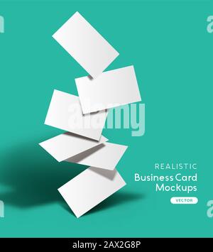 Set of realistic business cards. Brand identity mockup design with shadows. Vector illustration. Stock Vector