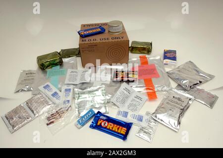 A 24 hour ration pack issued to soldiers serving in Afghanistan in 2005 ...