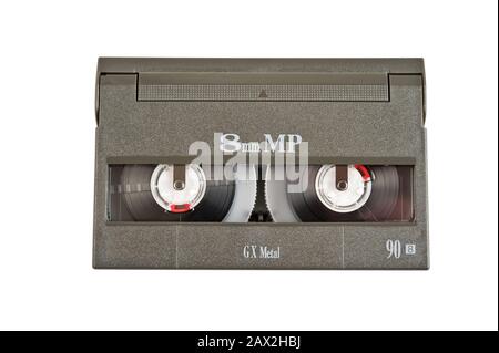 Video8 cassette isolated on white background. Stock Photo