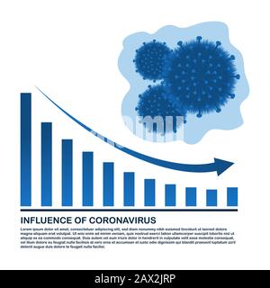 the effect of coronavirus on economic growth. Coronavirus outbreak and coronaviruses influenza background as dangerous flu strain cases as a pandemic Stock Vector