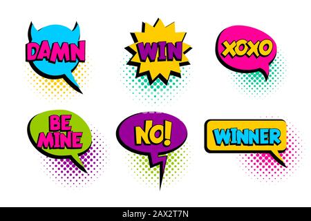 Set speech bubble comic text set funny Stock Vector