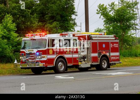 10 February 2020 East Brunswick NJ USA: Fire Truck in Fire Department in East Brunswick Fire Diatrict 1 NJ USA Stock Photo