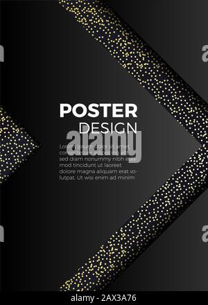 black liquid and gold design template for posters, brochures, sheets, banners, invitations, social networks. modern golden abstract background Stock Vector