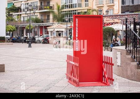 Valentine's day decorations in a spanish town, Fuengirola, Andalusia. Stock Photo