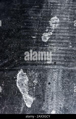White footprints on the cover film after painting Stock Photo