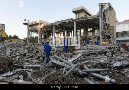 Demolition of a building in Tongzhou, near Beijing, China Stock Photo