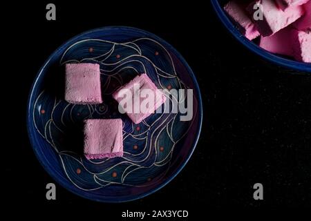 Pink marshmallows on a plate Stock Photo