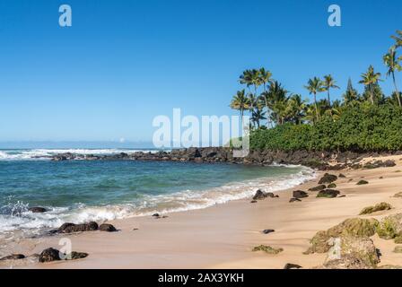 Laniakea Beach near Haleiwa on the north coast of Oahu in Hawaii Stock Photo