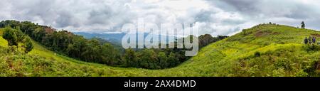 Panoramic view of countryside and fields in Bwindi Impenetrable Forest, Bwindi Impenetrable National Park, Kanungu district, Western Region, Uganda Stock Photo