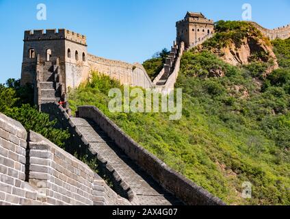 Ming dynasty Jinshanling Great Wall of China in sunny weather, Hebei Province, China, Asia Stock Photo