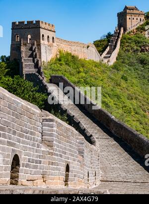 Ming dynasty Jinshanling Great Wall of China in sunny weather, Hebei Province, China, Asia Stock Photo