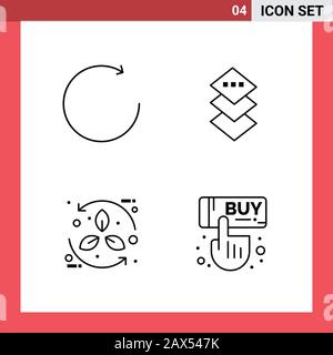 4 Icon Pack Line Style Outline Symbols on White Background. Simple Signs for general designing. Stock Vector