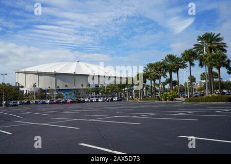 ST PETERSBURG, FL -24 JAN 2020- View of the Tropicana Field (The Trop), a domed stadium home of the MLB Tampa Bay Rays, in downtown St. Pete, Florida, Stock Photo
