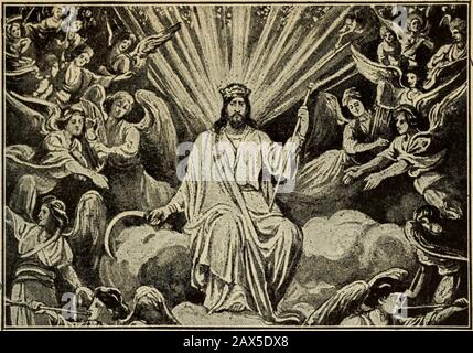 Our day in the light of prophecy and providence . CHRIST COMING FORHIS OWN They lived and reigned with Christ athousand years*** Rev, 20; 4, THE MILLENNIUM The word millennium means a thousand years.This definite period is referred to specifically in but one chap-ter of the Bible, the twentieth of Revelation; and in thatchapter it is spoken of repeatedly. We find it to be: The period during which the saints reign with Christ injudgment. The period during which Satan is bound. The measure of time between the two resurrections, thatof the just and that of the unjust. An examination of the script Stock Photo