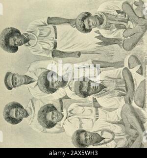 Islands far away; Fijian pictures with pen and brush . ive labour corps to go home, the responsewas so great that selection was the only difficulty. And thosewho were selected, distinguished themselves, according to themilitary authorities under whom they served at home, notonly as the best workers of any body of natives that camehome, but also as the best behaved, and the most amenableto discipline. It is true that some part of the success of the Fiji LabourCorps must be attributed to the officers who came from theislands in charge of these men : to Captain Kenneth AUardyce,who, as Native Com Stock Photo