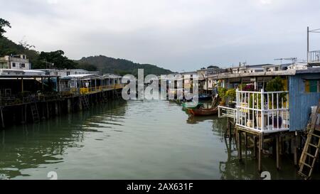 Hong Kong - January 1 2020 : Tai O Village View, Tai O Stilt Houses. Eye Level View Stock Photo