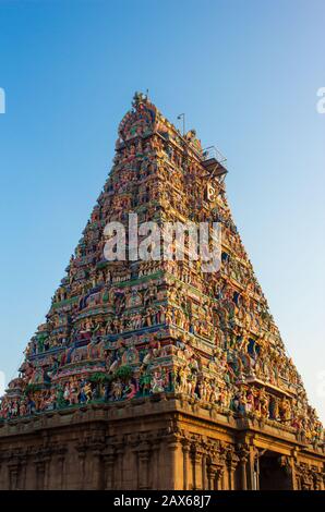 Beautiful view of the gopuram (tower) of Kapaleeshwarar Temple, Mylapore,  Chennai, India Stock Photo - Alamy