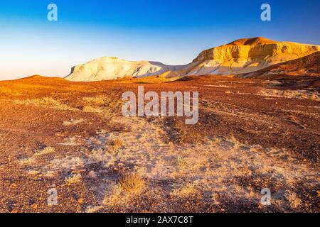 The Breakaways range at sunset, close to Coober Pedy, South Australia. Stock Photo