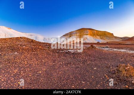 The Breakaways range at sunset, close to Coober Pedy, South Australia. Stock Photo