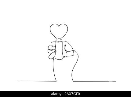 continuous line drawing of hands showing heart shape, vector ...